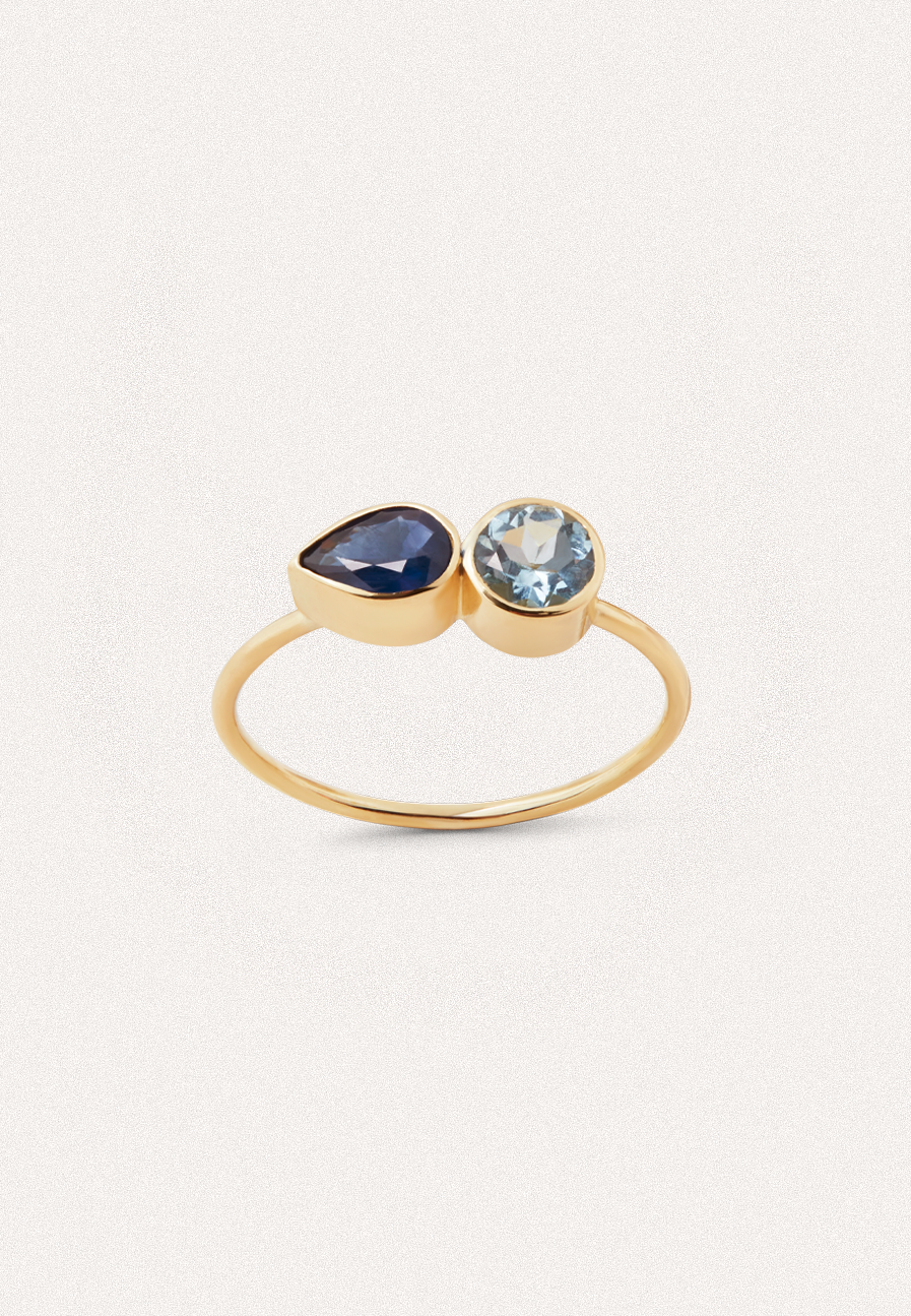 Aquamarine and Sapphire Ring - Adriana Chede Jewellery