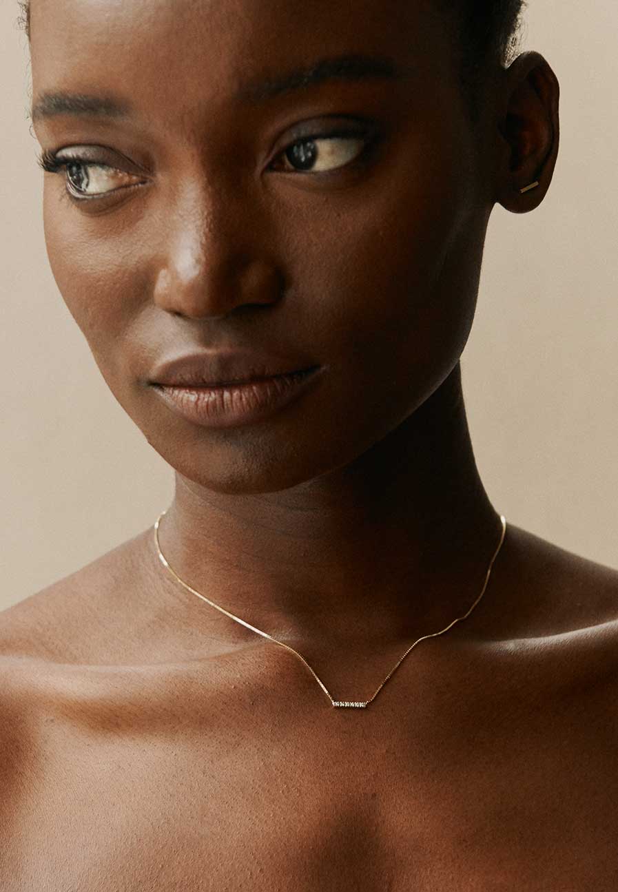 Gold Fio Necklace with Diamonds - Adriana Chede Jewellery