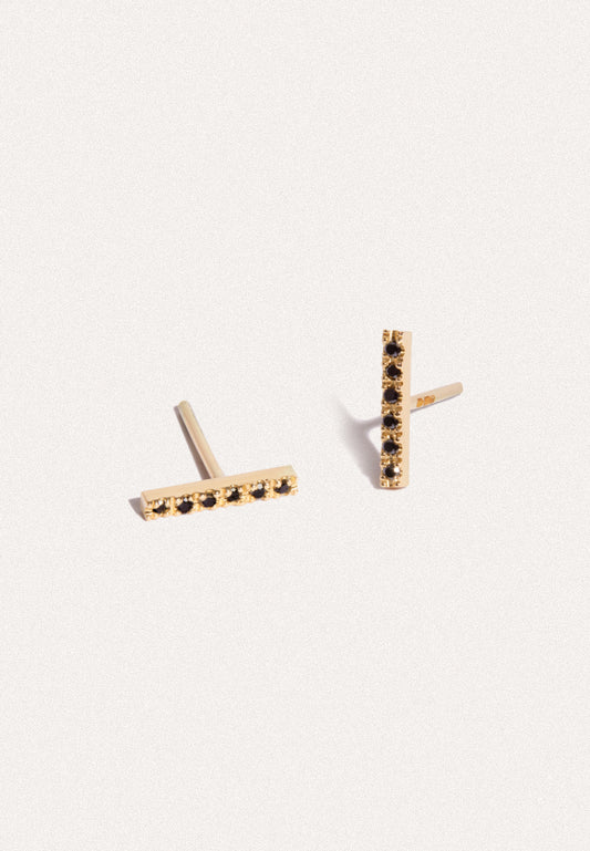 Black Diamonds Bar Studs - Adriana Chede Jewellery London